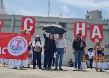 Antorcha instala plantón en la explanada de la alcaldía Tláhuac
