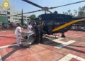 Trasladan grave a un hombre en helicóptero